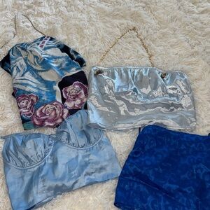SHEIN Blue and Silver Bandeau Set